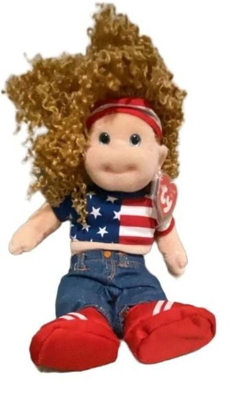 Retired “Star Spangled Suzy” Plush Doll With Tags TY Beanie Buddy